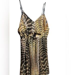 Printed Trippy Yellow Dress F21 XS